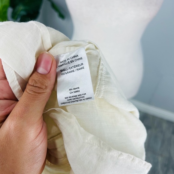 THEORY CREAM OFF WHITE COLLAR BUTTON DOWN SHEERE LINED CREAM DRESS - Picture 4 of 6